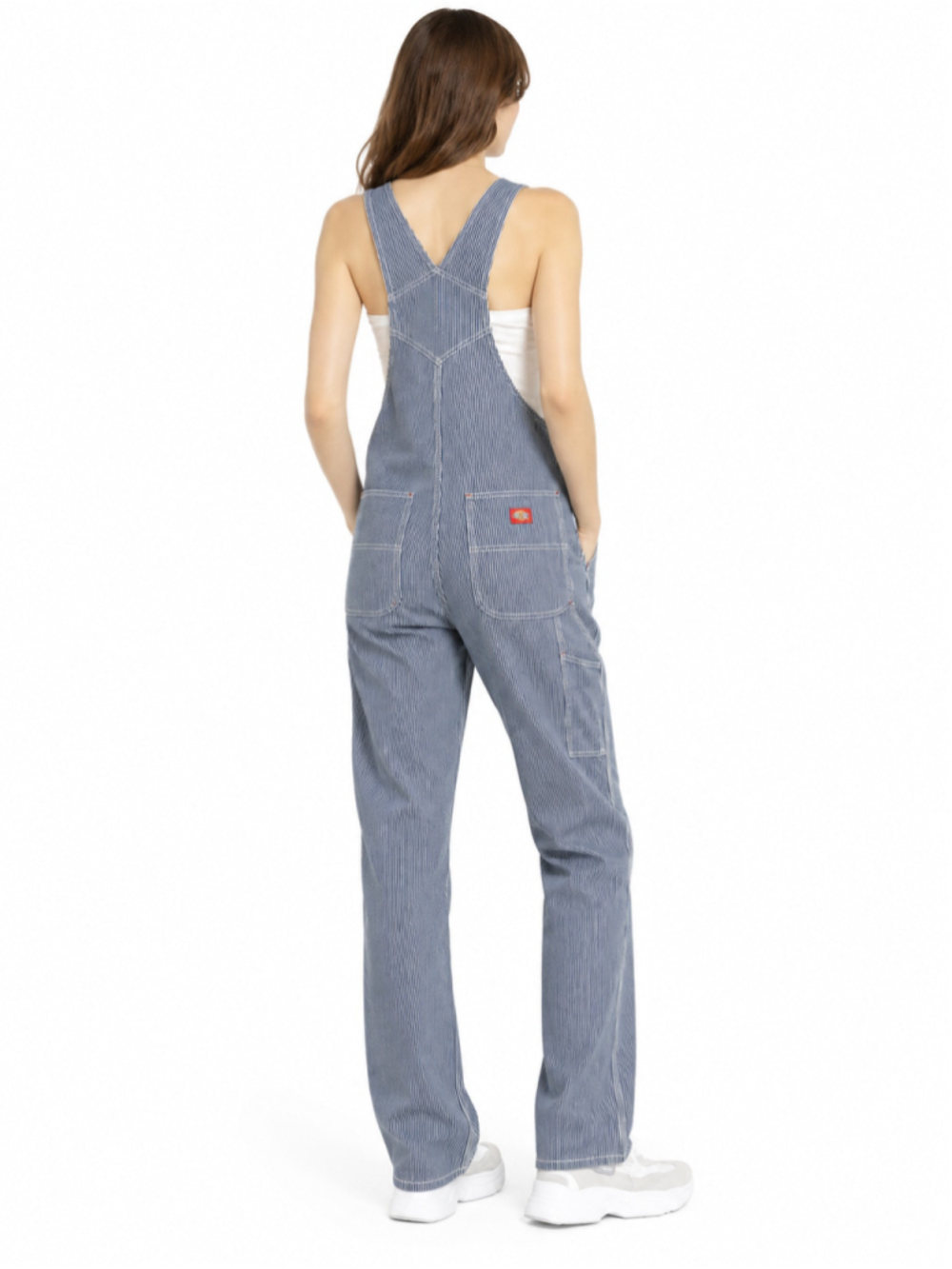 Dickies Hickory Stripe Denim Bib Overalls – Navy/White Railroad Stripe - Picture 7 of 10